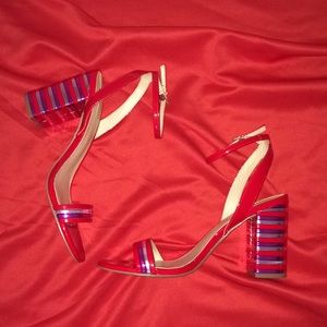 Spring red stripped heels